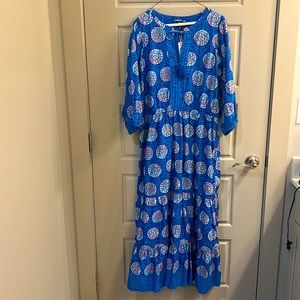 Celine Maxi Dress Sz L in eye-catching blue print